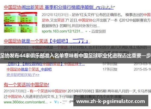 足协发布44家俱乐部准入名单意味着中国足球职业化进程迈出重要一步